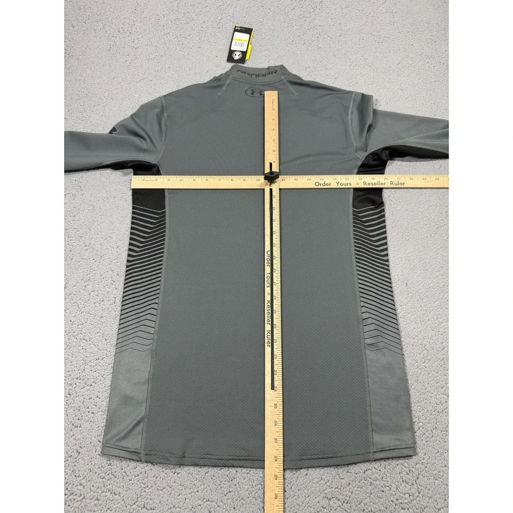 Under Armour ColdGear Reactor Shirt Mens Medium Gray Long Sleeve Mock Neck Top